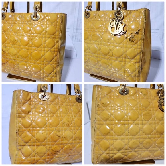 Authentic Christian Dior Cannage Lady Dior Patent Leather Tote Bag - Picture 8 of 15